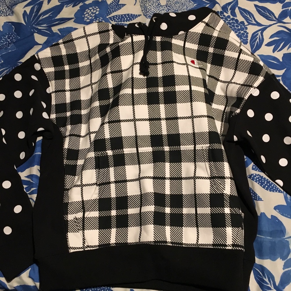 Champion reverse weave plaid and polka dot hoodie